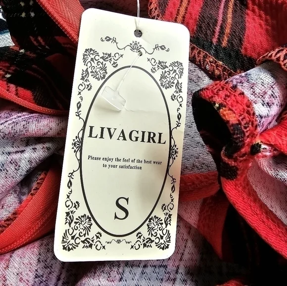 NWT Liva Girl red plaid peplum dress Sz. S - Picture 7 of 8